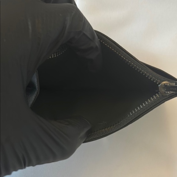 Coach Zip Card Case Wallet Two-Tone Colorblock Calf Leather Black/Olive Green OS - Picture 9 of 12